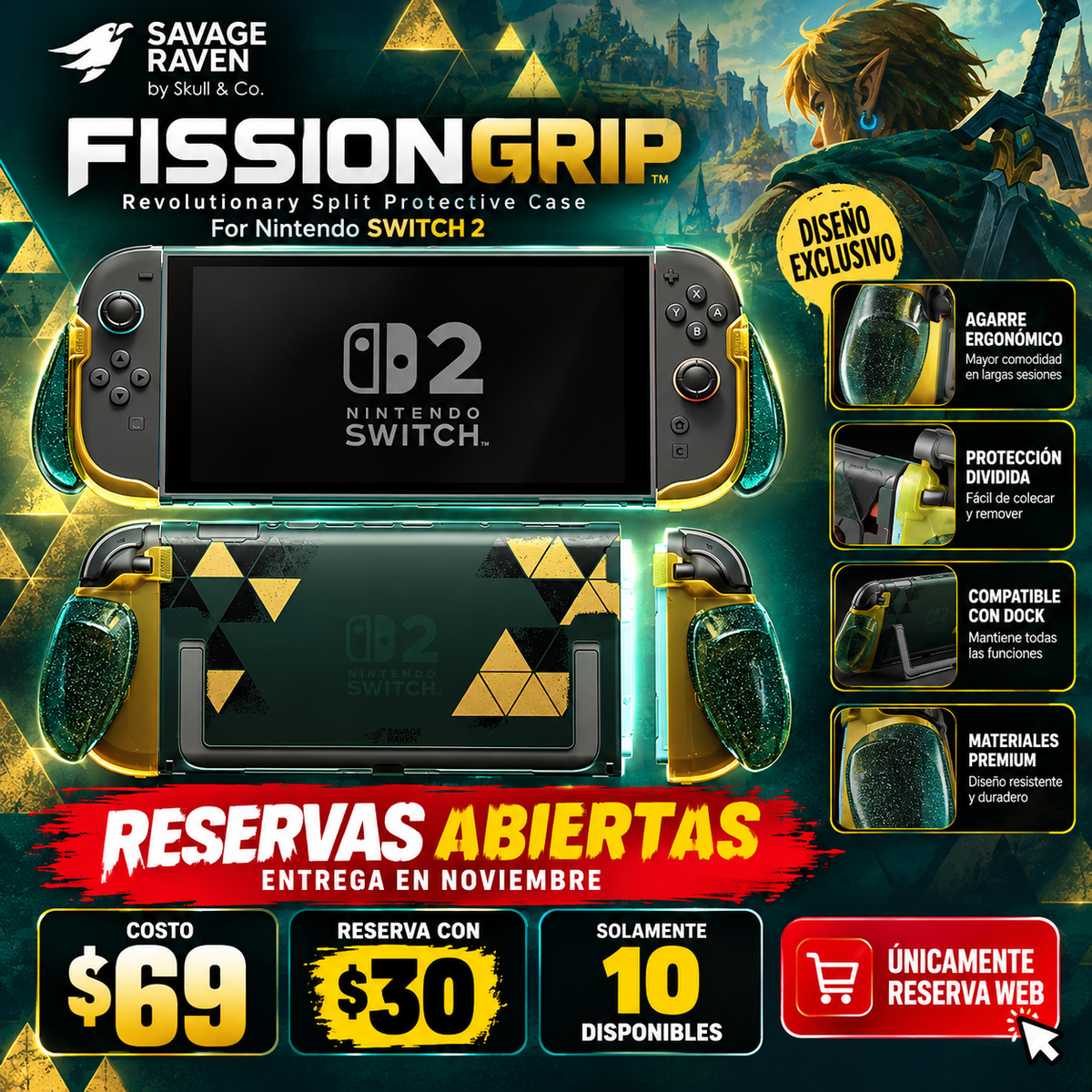 FissionGrip: Revolutionary Split Protective Case For Nintendo SWITCH 2  / RESERVA CON $30